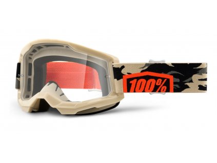 Moto brýle 100% STRATA 2 Kombat, čiré plexi
