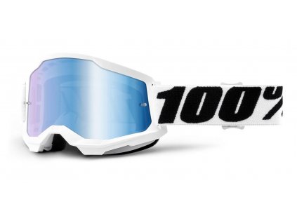 Moto brýle 100% STRATA 2 Everest, zrcadlové modré plexi