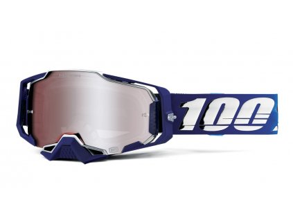 Moto brýle 100% ARMEGA HIPER Novel, stříbrné plexi