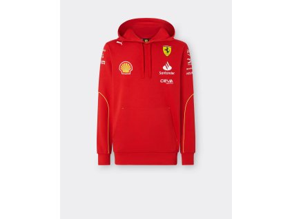 Týmová mikina s kapucí Scuderia Ferrari F1 2024 červená