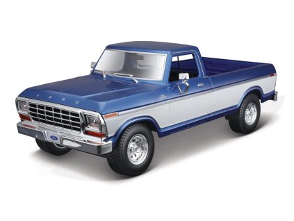 Model auta Ford F150 Pick-up 1979 metal modrá/bílá 1:18