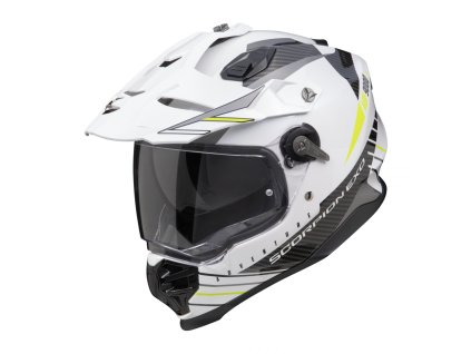 Helma SCORPION ADF-9000 AIR FEAT bílo/černo/fluo žlutá  + pinlock, kouřové plexi ZDARMA