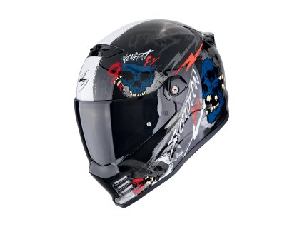Helma SCORPION COVERT FX SKULLZ černo/šedo/červená  + kouřové plexi ZDARMA