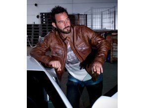 Kožená pánská bunda 4SR Fighter brown Racing Syndicate