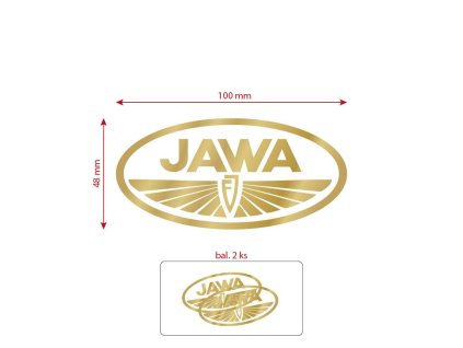 Nálepka JAWA FJ zlatá 100 x 50 mm 2 ks