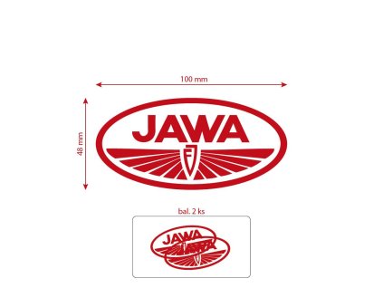 Nálepka JAWA FJ červená 100 x 50 mm 2 ks