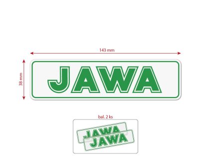 Nálepka JAWA 140 x 35 mm zelená 2 ks