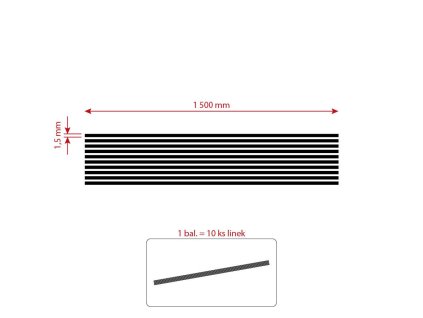 Samolepící linka černá 1,5 x 1 500 mm 10 linek
