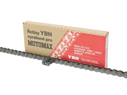Řetěz 1/2 x 5,2 - 114 článků, YBN-MOTOMAX 428S + spona, BABETTA, JAWA 50, SIMSON