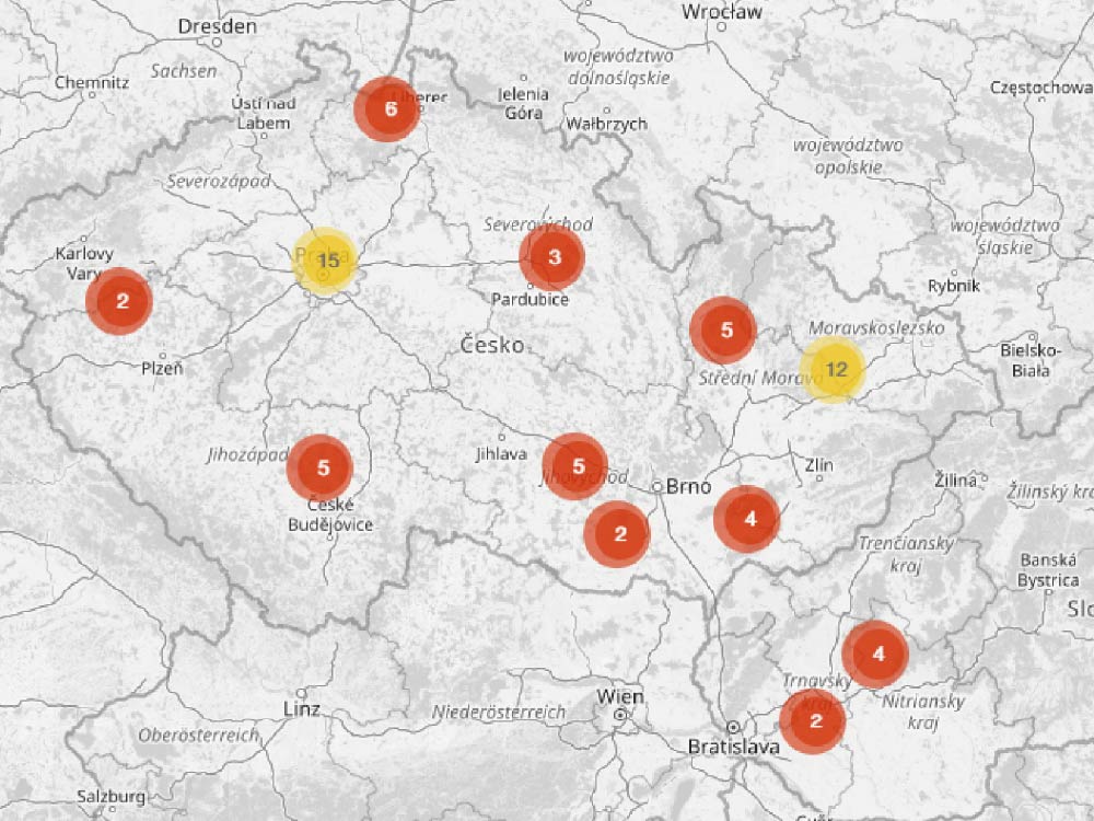 Mapa prodejních a servisních míst