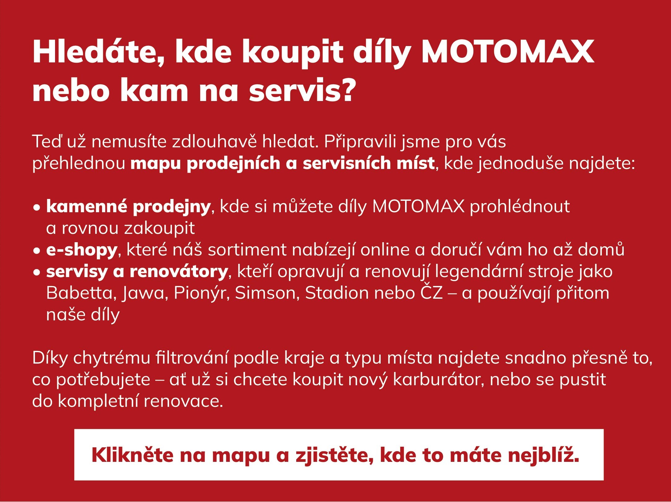 Mapa prodejních a servisních míst