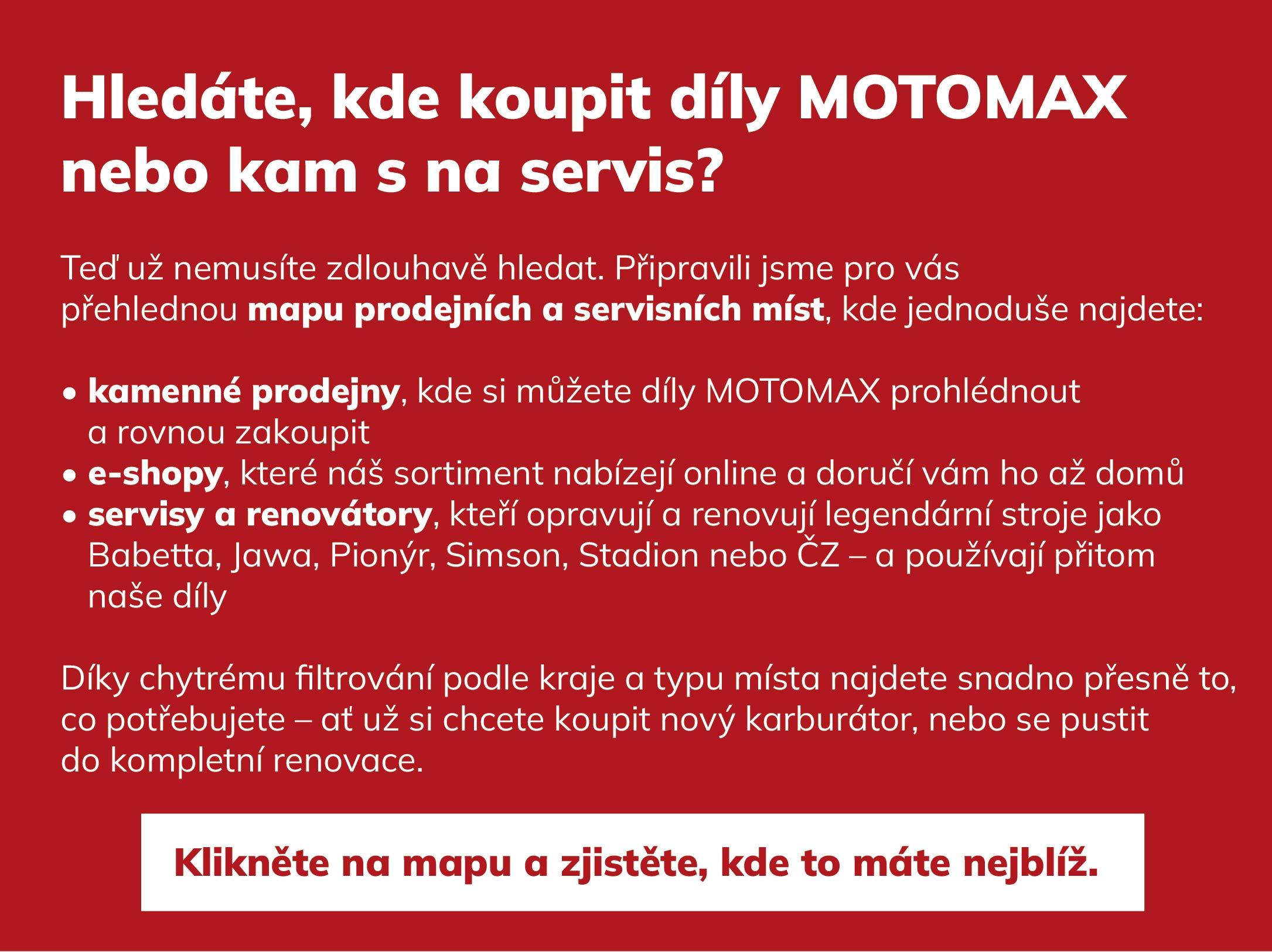 Mapa prodejních a servisních míst