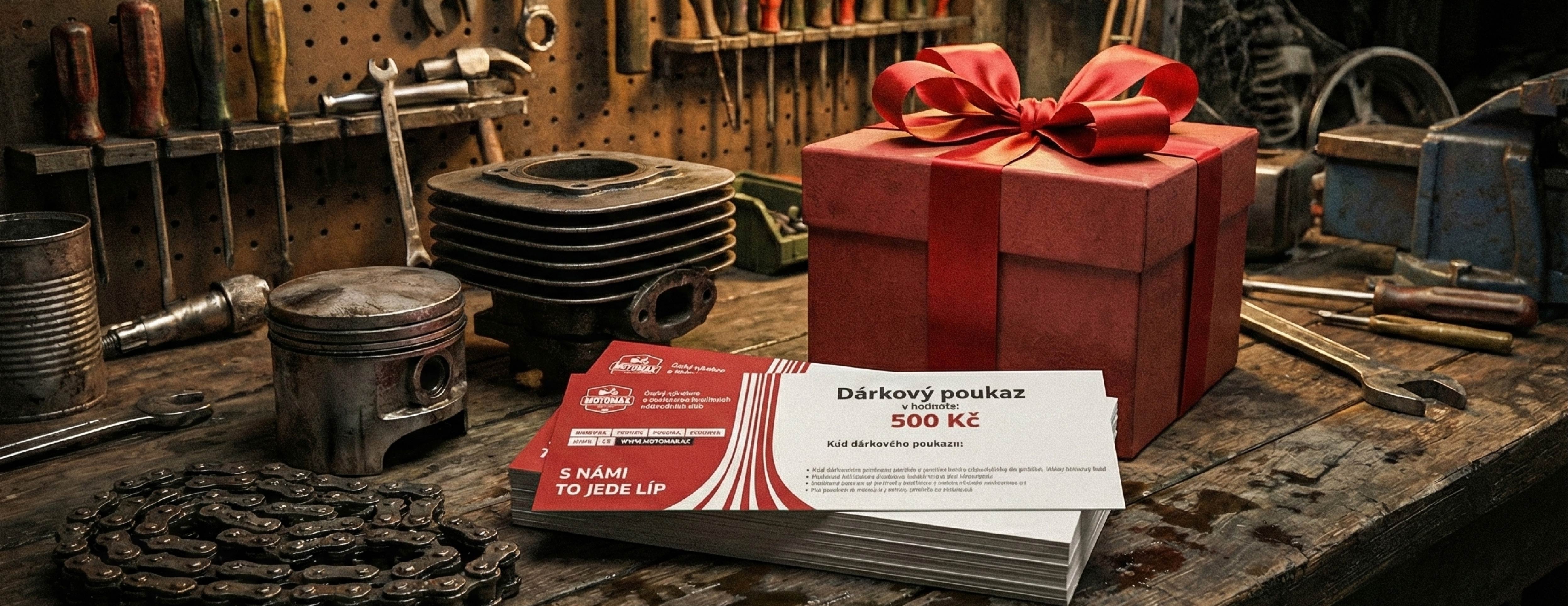 Dárkový poukaz Motomax v garáži na ponku