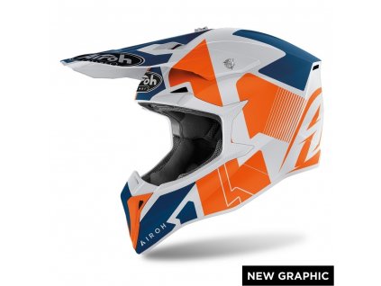 Motokrosová helma AIROH WRAAP RAZE bílo modro oranžová