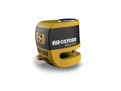 zámek kotoučové brzdy Micro XA5, OXFORD (integrovaný alarm, žlutý/černý, průměr čepu 5,5 mm)