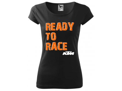 Dámské triko s motivem KTM - Ready to race, černé