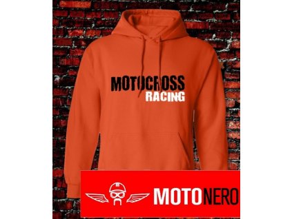 Pánská mikina s kapucí - MX RACING, oranžová vel. M