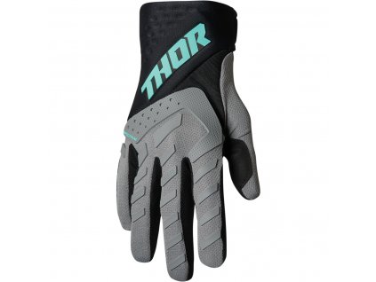 THOR SPECTRUM GRAY/BLACK/MINT motokrosové rukavice
