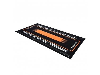 textilní koberec pod motocykl PITLANE ORANGE L, OXFORD (oranžová/černá, rozměr 200 x 100 cm, splňující předpisy FIM)