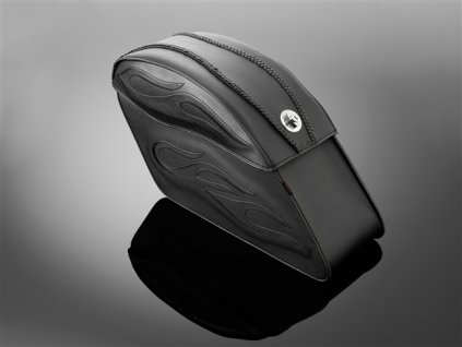 Highway Hawk H02-2803 Brašny Flame zámek TEK kůže černá 2ks (Velikost/Provedení Černá)