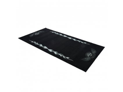textilní koberec pod motocykl FLAME L, OXFORD (šedá/černá, rozměr 200 x 100 cm, splňující předpisy FIM)