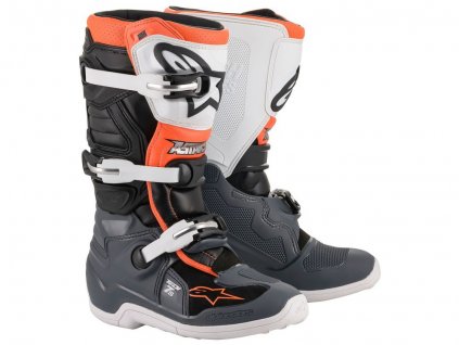 boty TECH 7 S, ALPINESTARS, dětské (černá/šedá/bílá/oranžová fluo) 2024