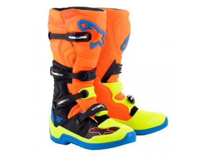boty TECH 5, ALPINESTARS (oranžová fluo/žlutá fluo/modrá/černá) 2026 (Velikost/Provedení 47)