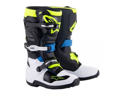 boty TECH 7 S, ALPINESTARS, dětské (černá/bílá/žlutá fluo/modrá) 2026 (Velikost/Provedení 38)