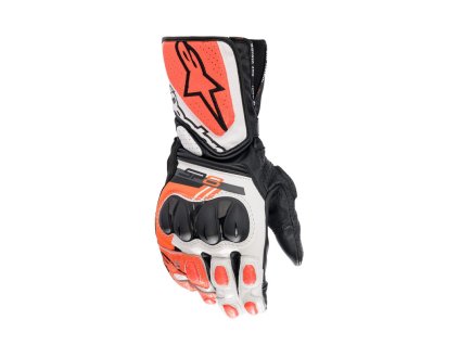 rukavice SP-8, ALPINESTARS (bílé/červené fluo/černé) 2025 (Velikost/Provedení S)