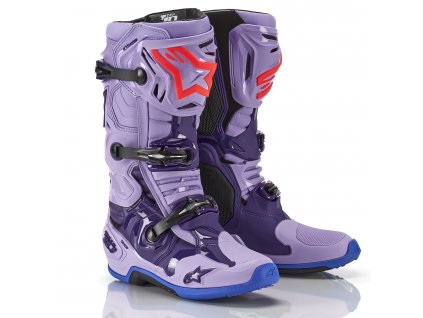 boty TECH 10 limitovaná edice LASER, ALPINESTARS (fialová/červená/modrá)