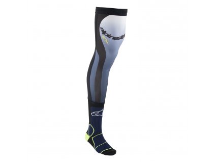 ponožky pod ortézy KNEE BRACE, ALPINESTARS (modrá/žlutá fluo/bílá/černá) 2025 (Velikost/Provedení S/M)