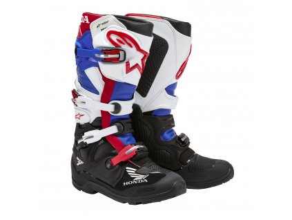 boty TECH 7 ENDURO DRYSTAR HONDA kolekce, ALPINESTARS (černá/bílá/modrá/červená) 2024