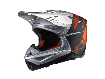 přilba SUPERTECH S-M10 FLOOD, ALPINESTARS (stříbrná/černá matná/oranžová fluo) 2026 (Velikost/Provedení XL (obvod 61 - 62 cm))