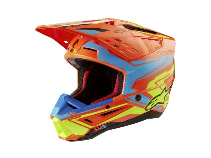 přilba S-M5 ACTION 2, ALPINESTARS (oranžová fluo/světle modrá/žlutá fluo) 2026 (Velikost/Provedení L (obvod 59 - 60 cm))