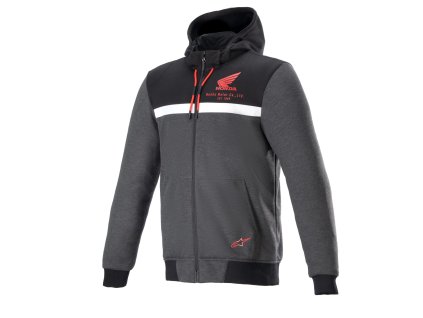 bunda CHROME STREET HOODIE HONDA kolekce, ALPINESTARS (černá/šedá/červená) 2024 (Velikost/Provedení M)