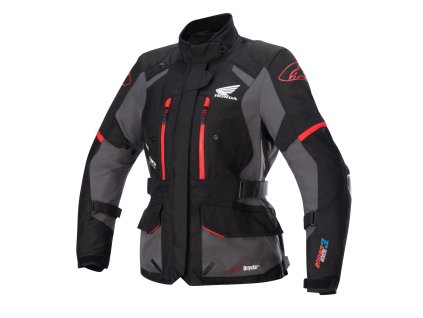 bunda STELLA ANDES DRYSTAR HONDA kolekce, TECH-AIR 5 kompatibilní, ALPINESTARS, dámská (černá/šedá/červená) 2025 (Velikost/Provedení S)