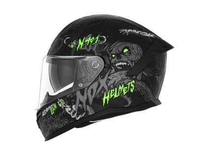 přilba N401 ZUMBI, NOX (černá matná,neon zelená) 2025 (Velikost/Provedení XL)