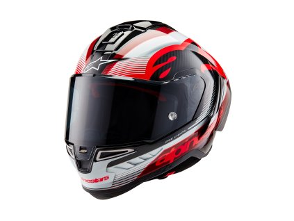 přilba SUPERTECH R10 TEAM, ALPINESTARS (karbon/červená/bílá) 2026 (Velikost/Provedení 2XL (obvod 63 - 64 cm))