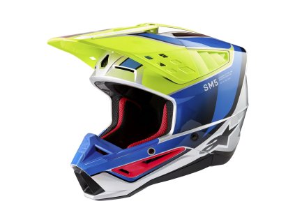 přilba S-M5 SAIL, ALPINESTARS (žlutá fluo/modrá/stříbrná) 2026 (Velikost/Provedení 2XL (obvod 63 - 64 cm))