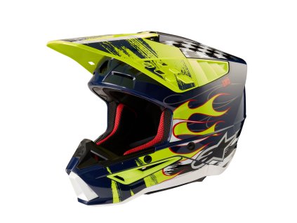 přilba S-M5 RASH, ALPINESTARS (tmavě modrá/žlutá fluo) 2026 (Velikost/Provedení M (obvod 57 - 58 cm))