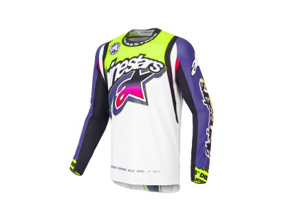 dres SUPERTECH SX limitovaná edice DIRT STUDIOS, ALPINESTARS (bílá/fialová/růžová/žlutá fluo) 2025 (Velikost/Provedení 2XL)