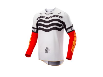 dres TECHSTAR limitovaná edice DEEP, ALPINESTARS (černá/bílá/červená fluo/oranžová) 2025 (Velikost/Provedení M)