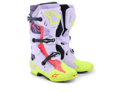 boty TECH 10 SUPERVENTED, ALPINESTARS (fialová/žlutá fluo/růžová) 2026 (Velikost/Provedení 40,5)
