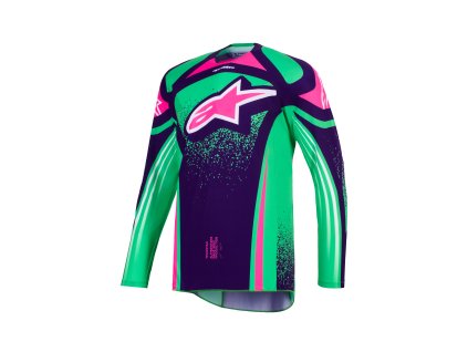 dres TECHSTAR NOMUR, ALPINESTARS (tmavě fialová/zelená/růžová fluo) 2026 (Velikost/Provedení M)