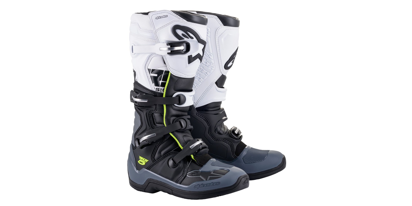 boty TECH 5, ALPINESTARS (černá/šedá/bílá/žlutá fluo) 2024 Velikost/Provedení: 49,5