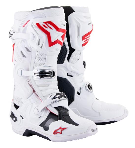 boty TECH 10 SUPERVENTED, ALPINESTARS, perforované (bílá/červená/černá) 2024 Velikost/Provedení: 42