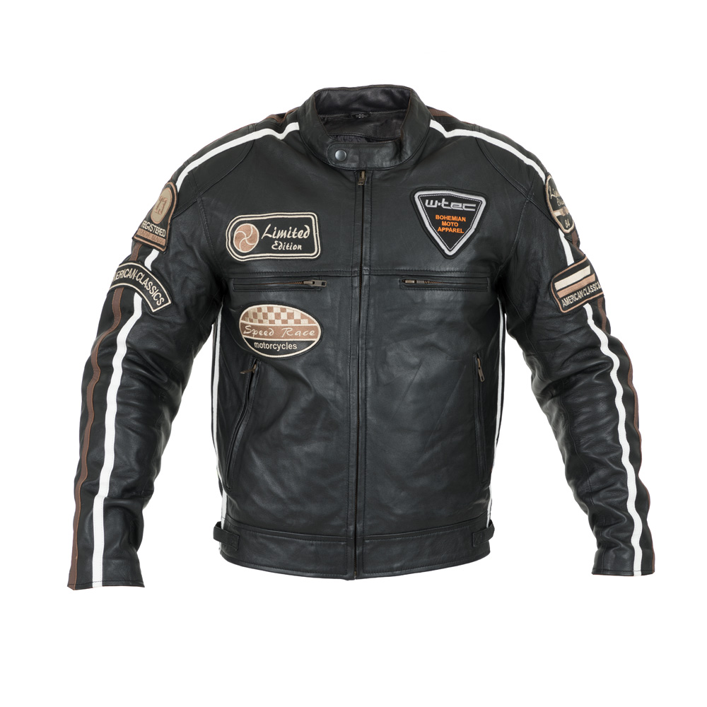 Pánská kožená moto bunda W-TEC Sheawen Black Velikost: Barva černá, Velikost L