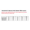 tabulka velikostí mikiny přes hlavu s kapucí