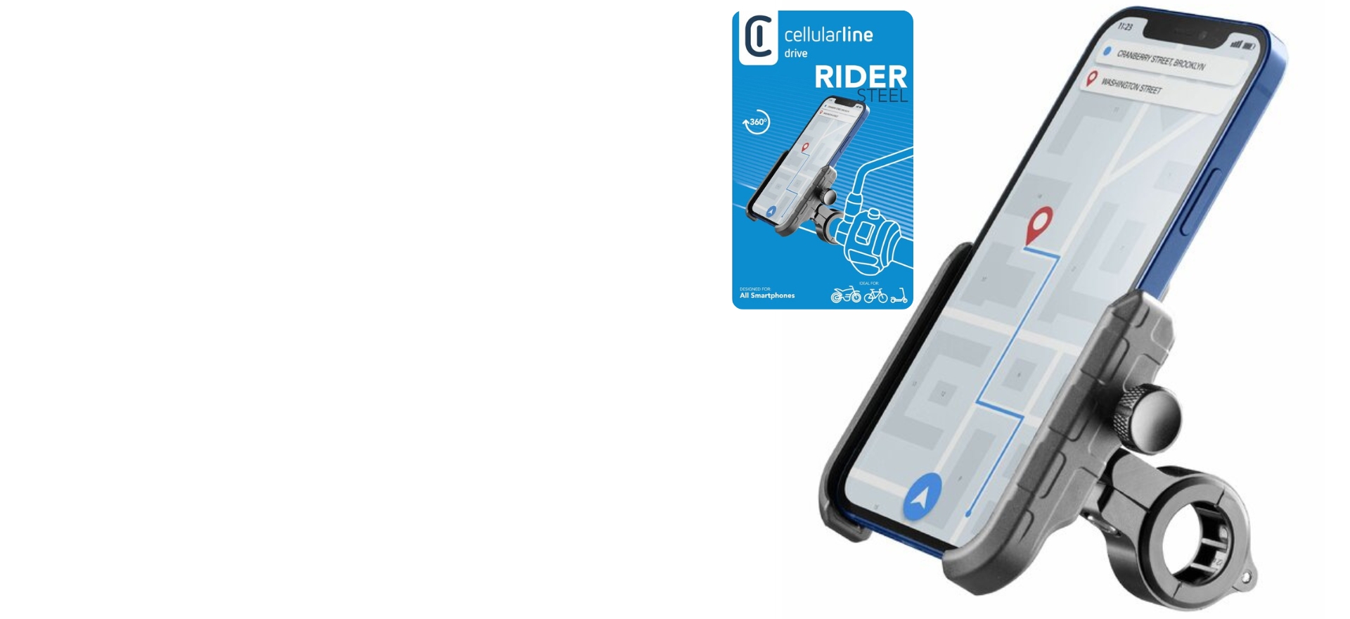 CELLULARLINE RIDER STEEL HLINÍKOVÝ DRŽIAK NA RIADIDLÁ (PC)