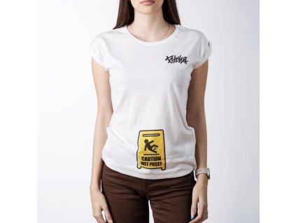 Dámské tričko Pitcha CAUTION white